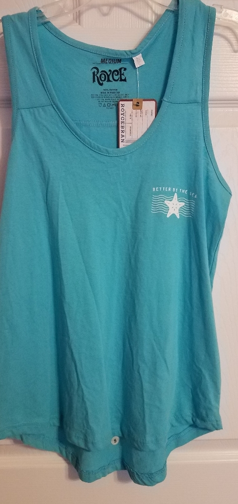 Turquoise Tank with Nautical Americana Print